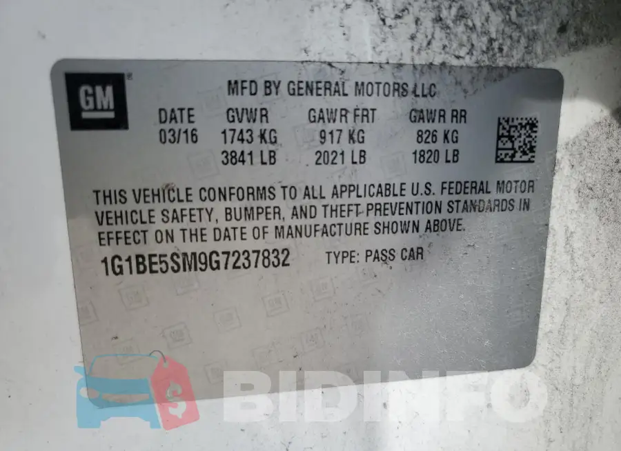 1G1BE5SM9G7237832 Photo# 12