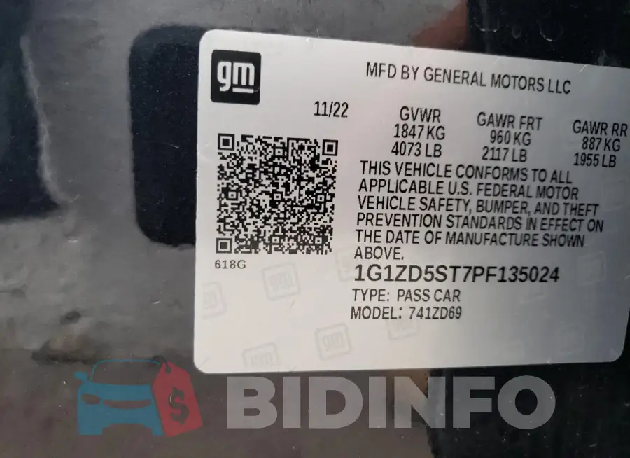 1G1ZD5ST7PF135024 Photo# 12