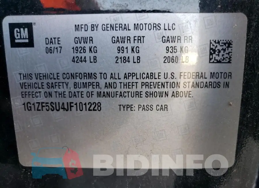 1G1ZF5SU4JF101228 Photo# 12