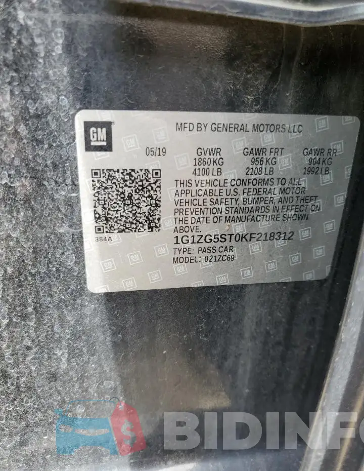 1G1ZG5ST0KF218312 Photo# 12