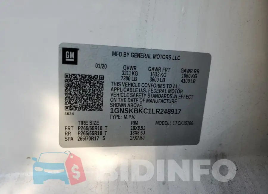 1GNSKBKC1LR248917 Photo# 13