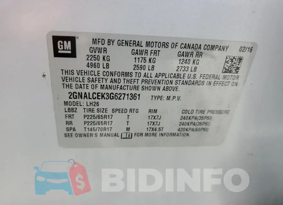 2GNALCEK3G6271361 Photo# 13