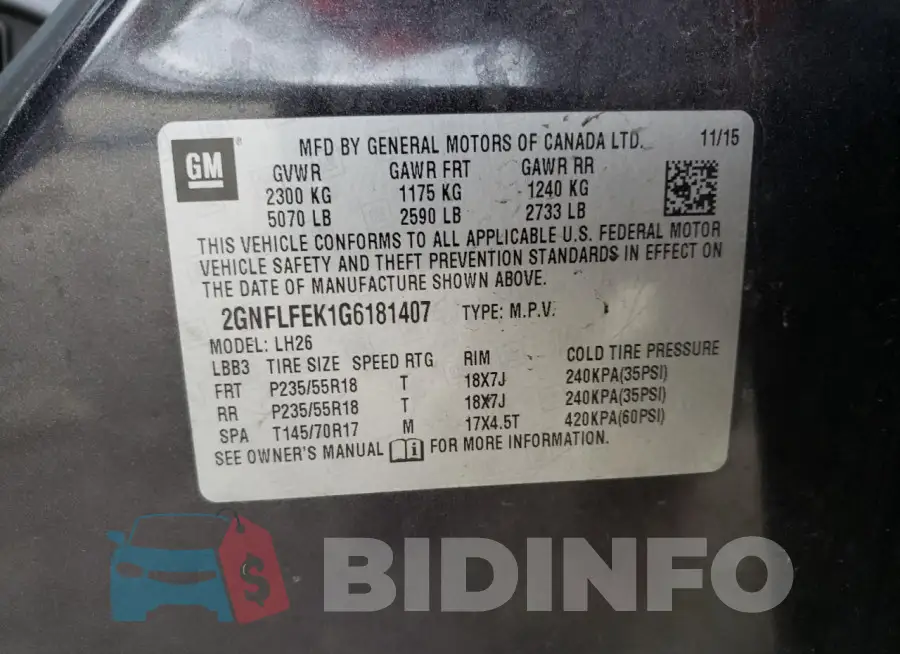 2GNFLFEK1G6181407 Photo# 13