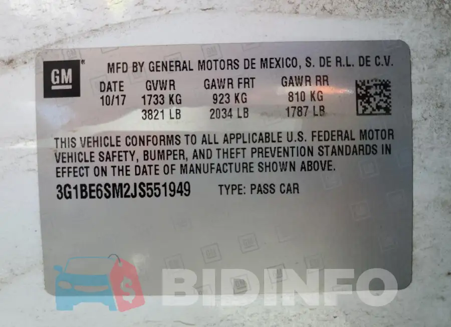 3G1BE6SM2JS551949 Photo# 13