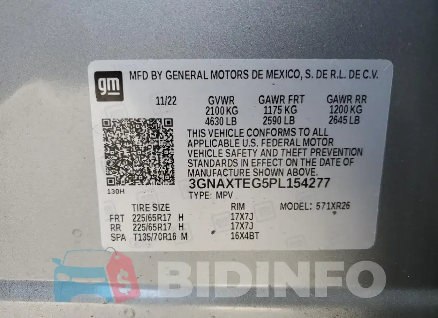 3GNAXTEG5PL154277 Photo# 14