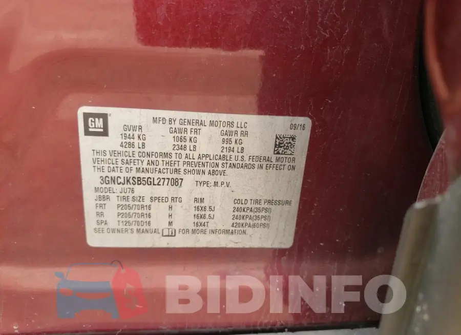 3GNCJKSB5GL277087 Photo# 13