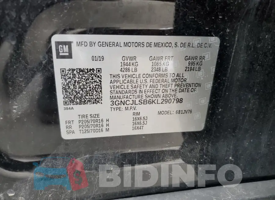 3GNCJLSB6KL290798 Photo# 13