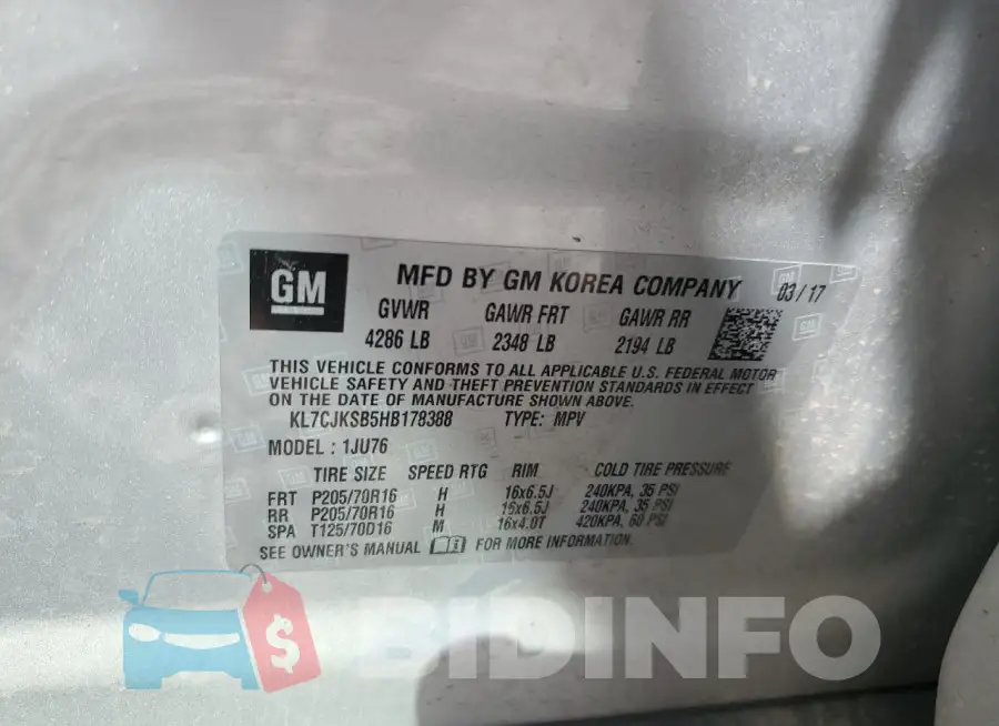 KL7CJKSB5HB178388 Photo# 13