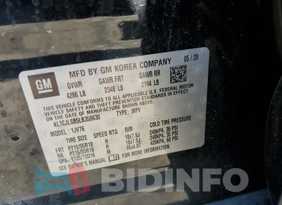 KL7CJLSB5LB350630 Photo# 12