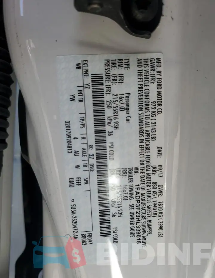 1FADP3F23HL339018 Photo# 12