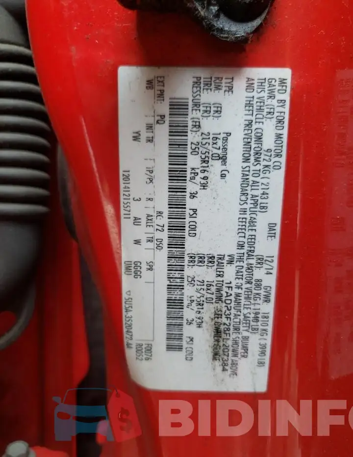 1FADP3F28FL207384 Photo# 12
