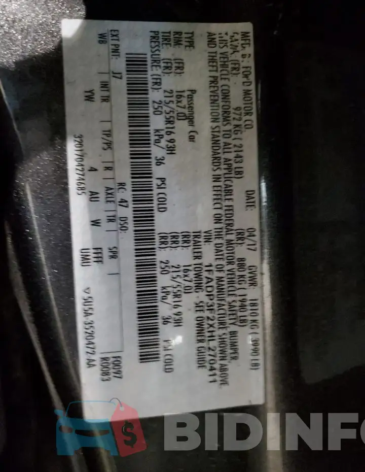 1FADP3F2XHL270411 Photo# 12