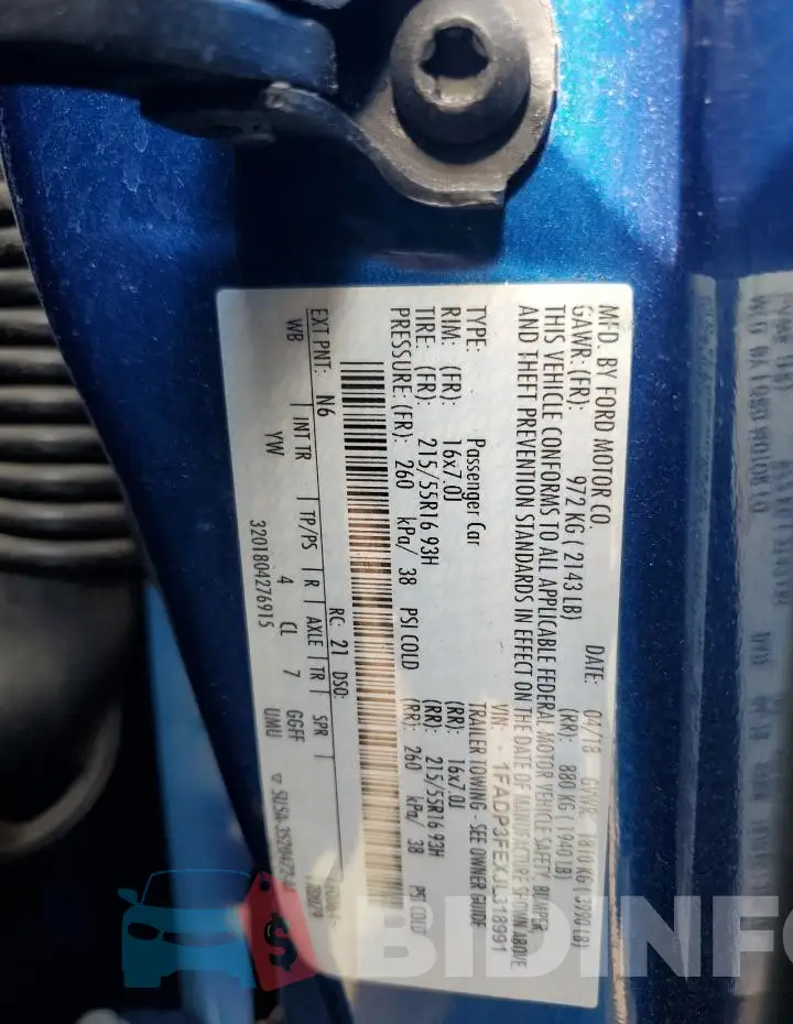 1FADP3FEXJL318991 Photo# 12