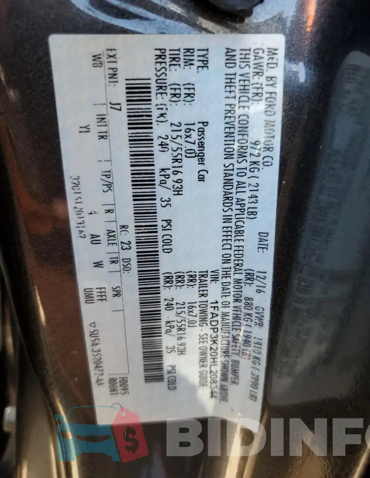 1FADP3K20HL208344 Photo# 12