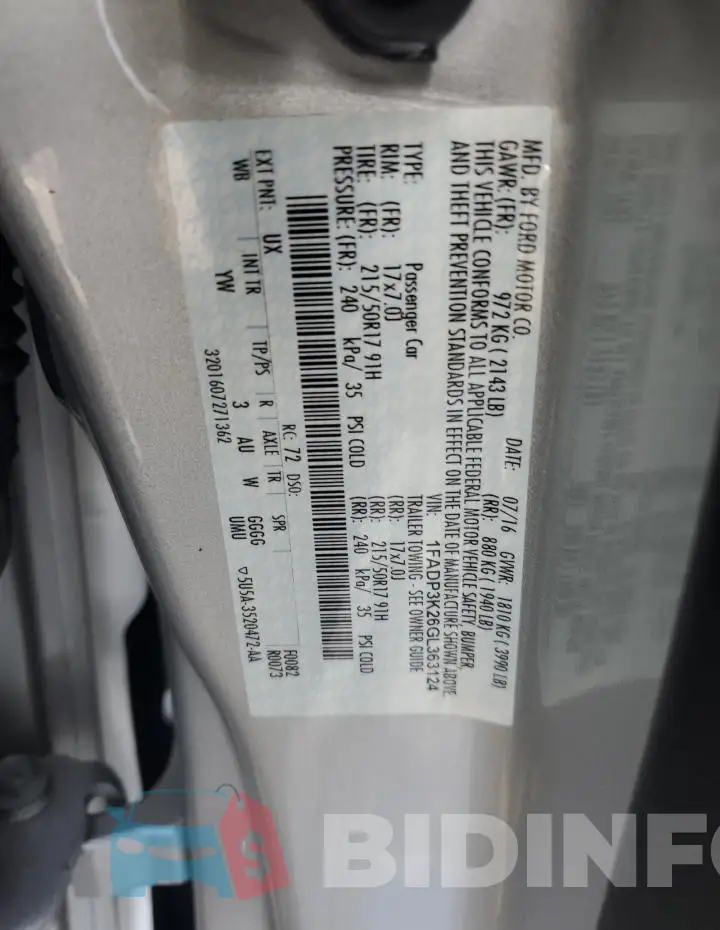 1FADP3K26GL363124 Photo# 13