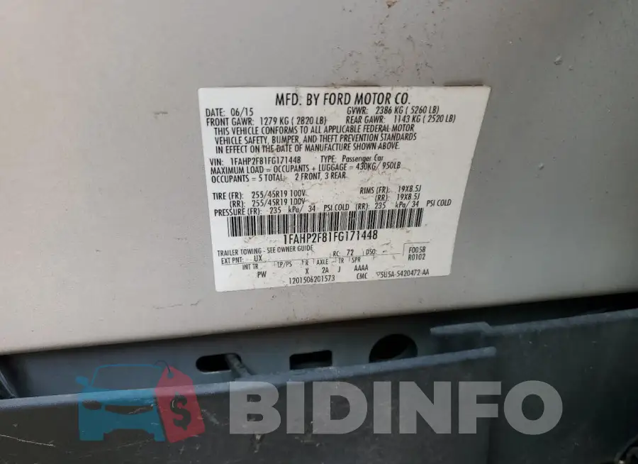 1FAHP2F81FG171448 Photo# 13