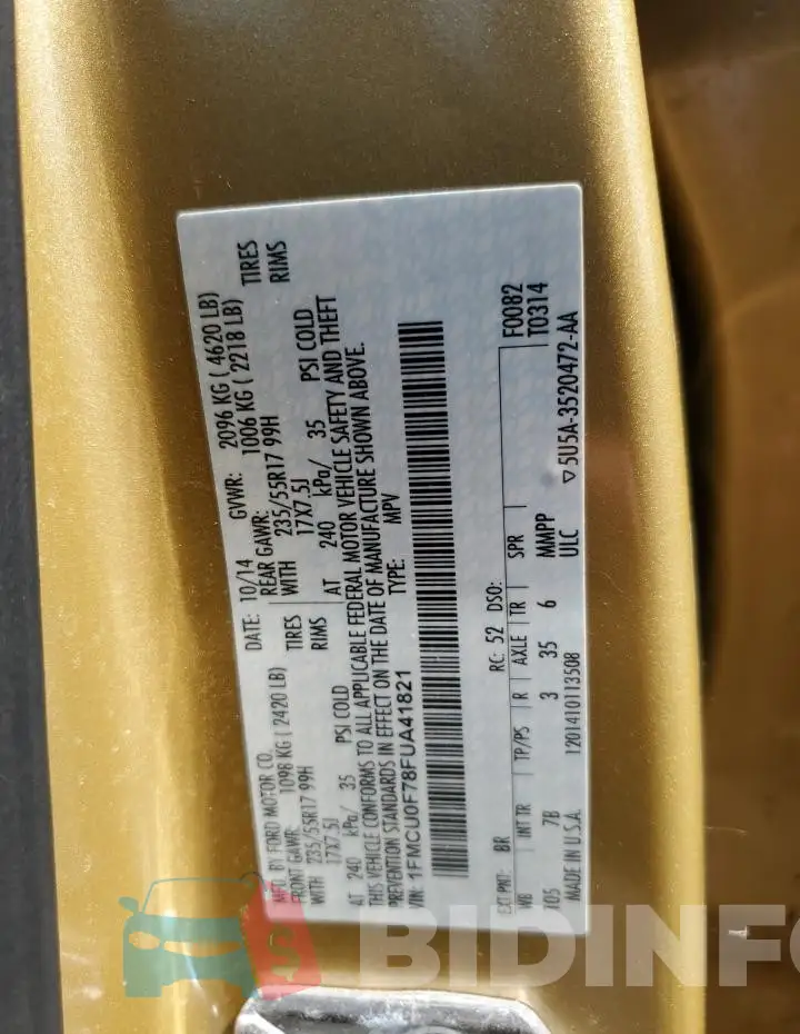 1FMCU0F78FUA41821 Photo# 13