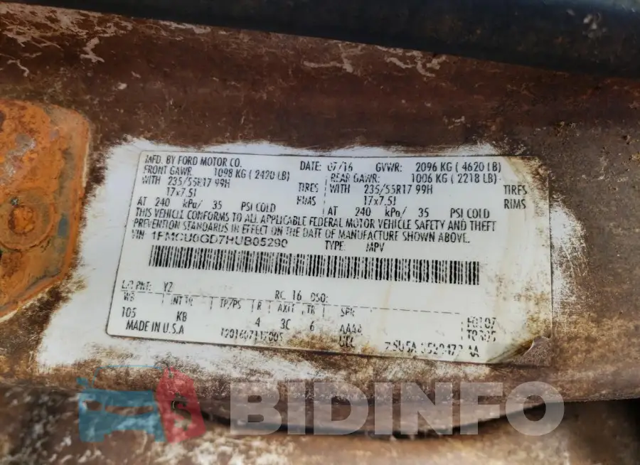 1FMCU0GD7HUB05290 Photo# 13