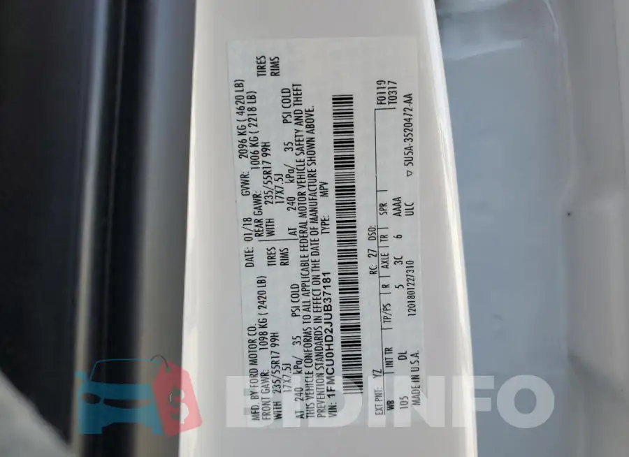 1FMCU0HD2JUB37181 Photo# 13