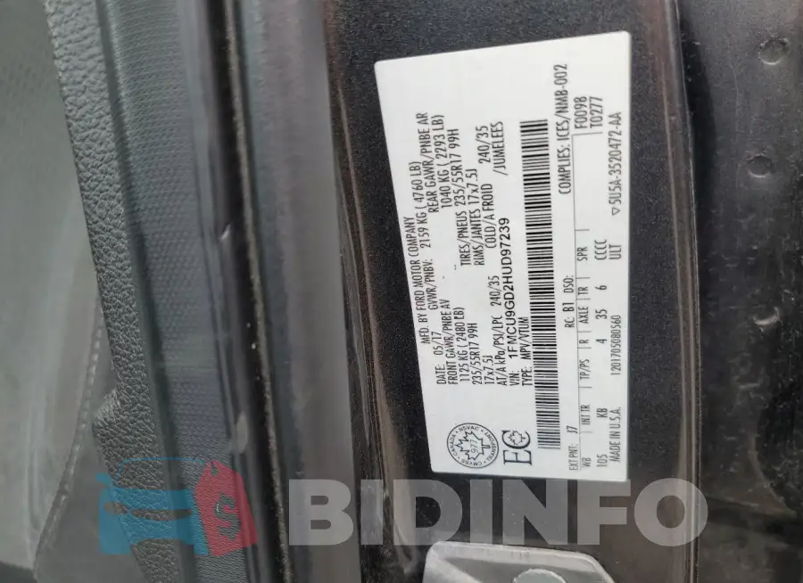 1FMCU9GD2HUD97239 Photo# 13
