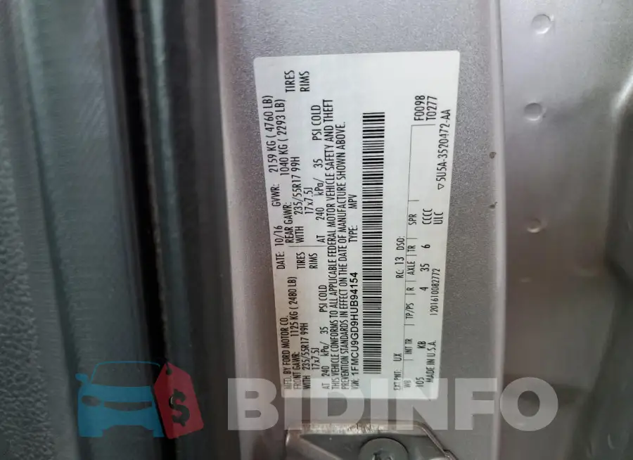 1FMCU9GD9HUB94154 Photo# 12