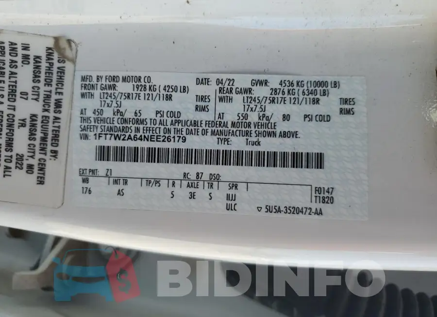 1FT7W2A64NEE26179 Photo# 13