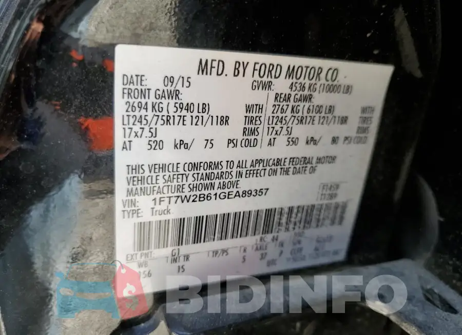 1FT7W2B61GEA89357 Photo# 12