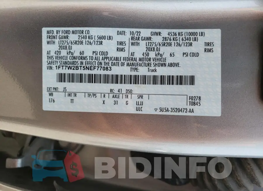 1FT7W2BT5NEF77083 Photo# 12