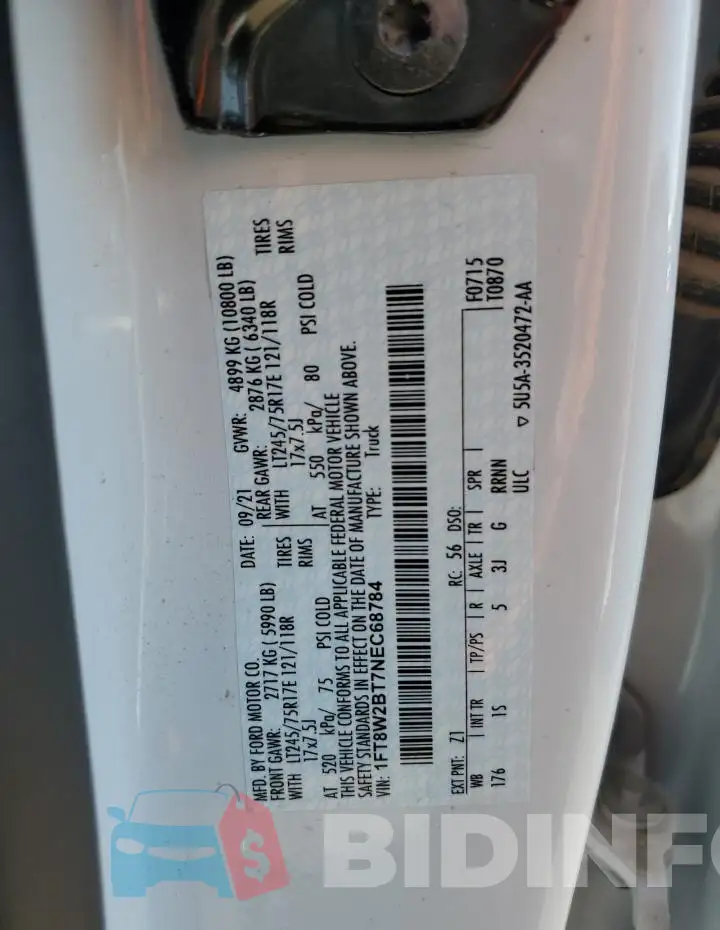 1FT8W2BT7NEC68784 Photo# 12