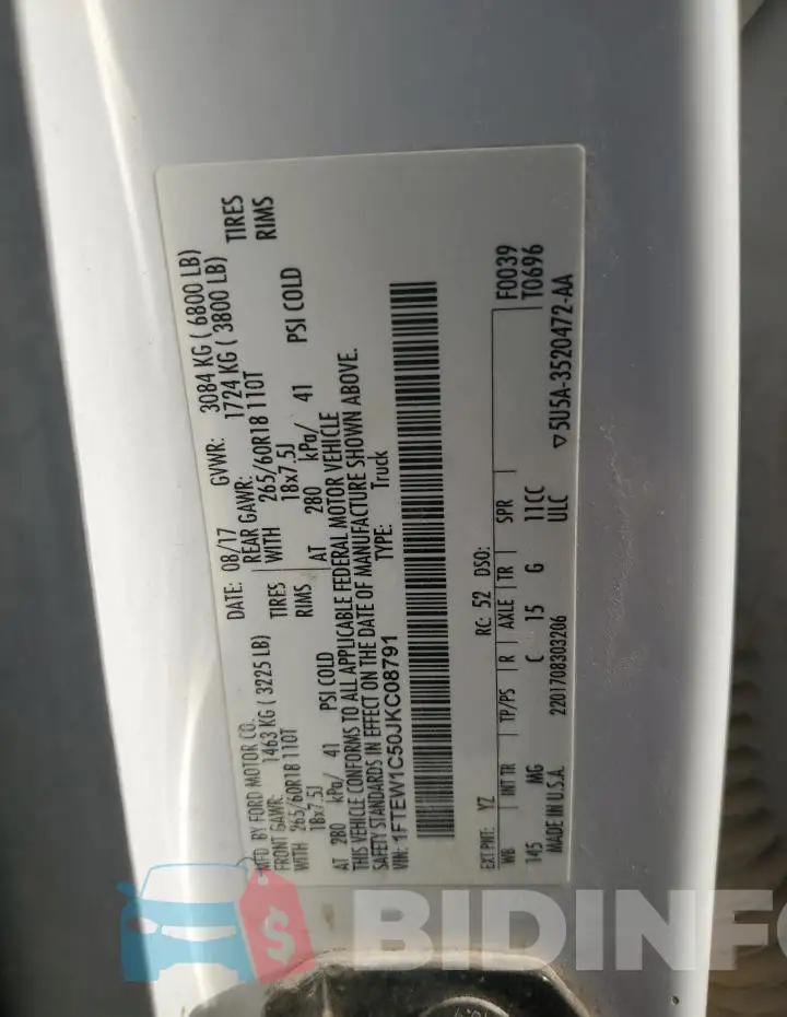 1FTEW1C50JKC08791 Photo# 12