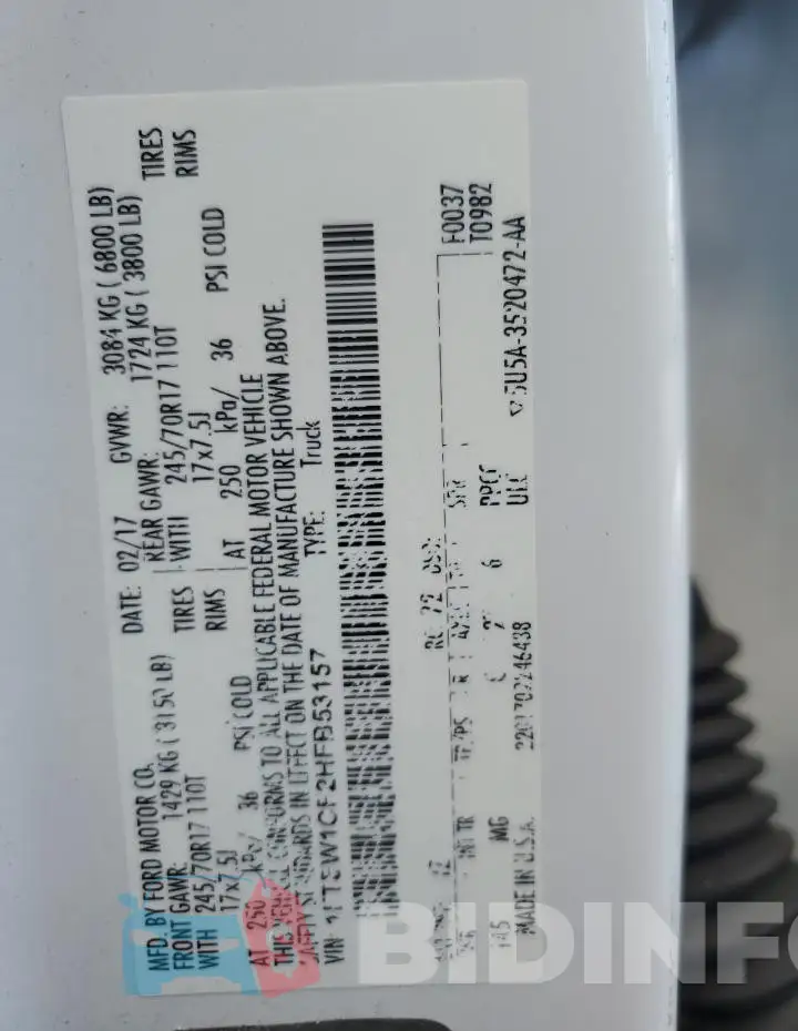 1FTEW1CF2HFB53157 Photo# 12