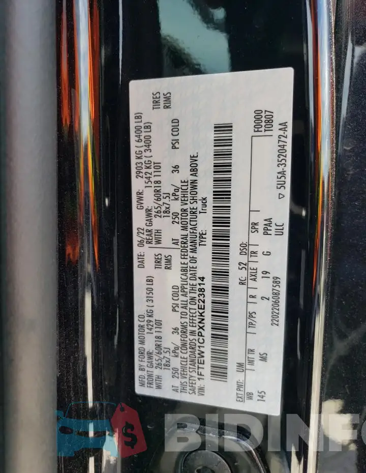 1FTEW1CPXNKE23814 Photo# 12