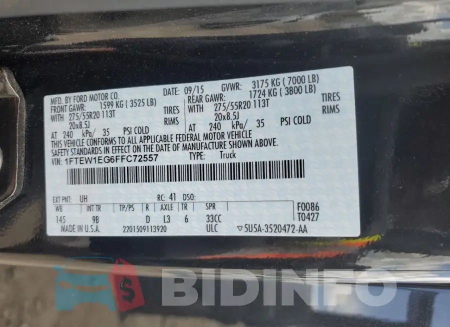 1FTEW1EG6FFC72557 Photo# 12