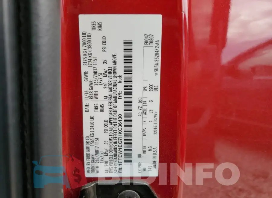 1FTEW1EG7HKC36130 Photo# 12