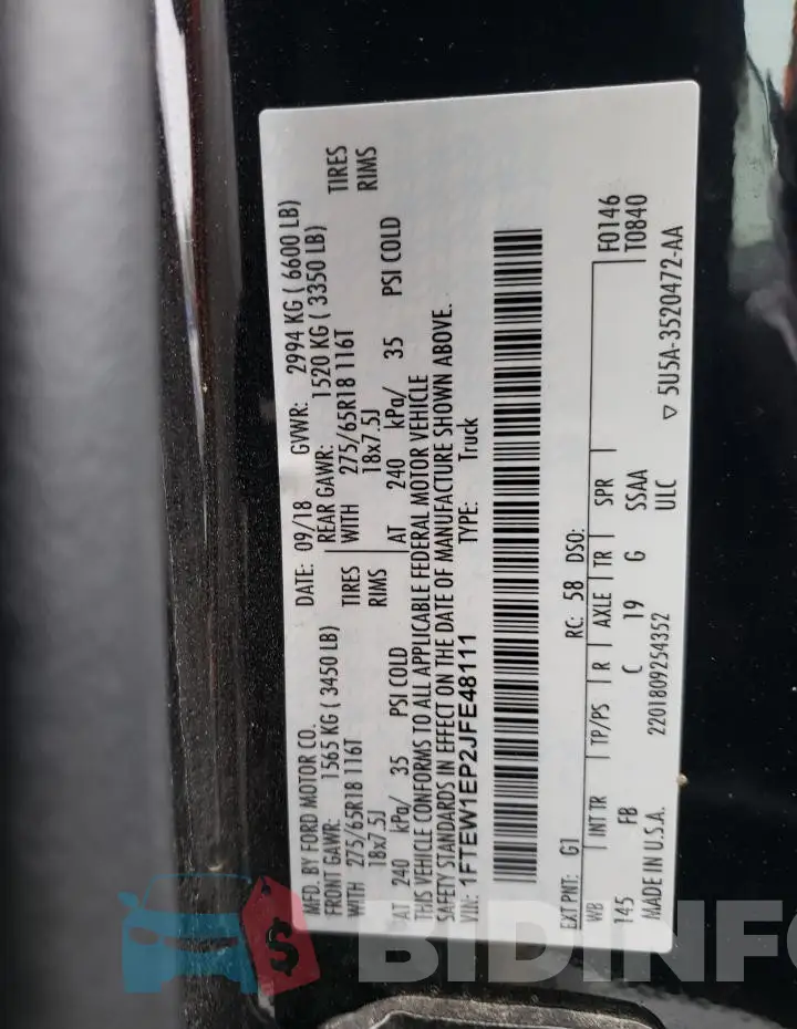 1FTEW1EP2JFE48111 Photo# 12