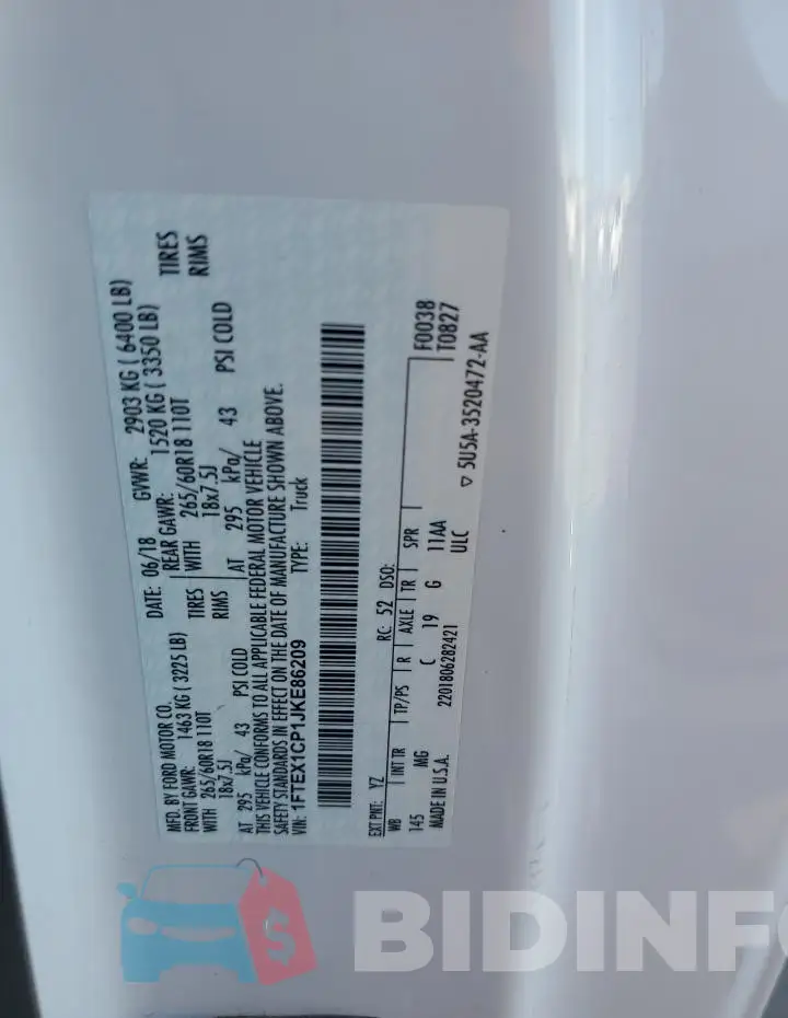 1FTEX1CP1JKE86209 Photo# 12