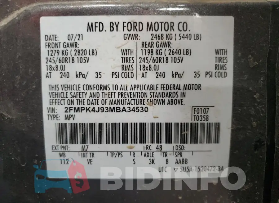 2FMPK4J93MBA34530 Photo# 13