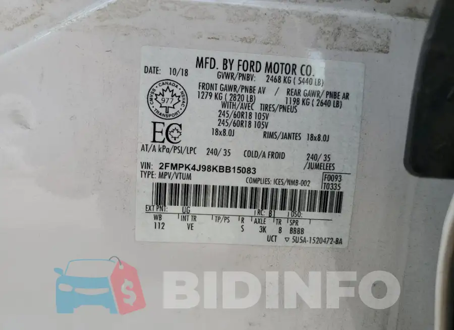 2FMPK4J98KBB15083 Photo# 14