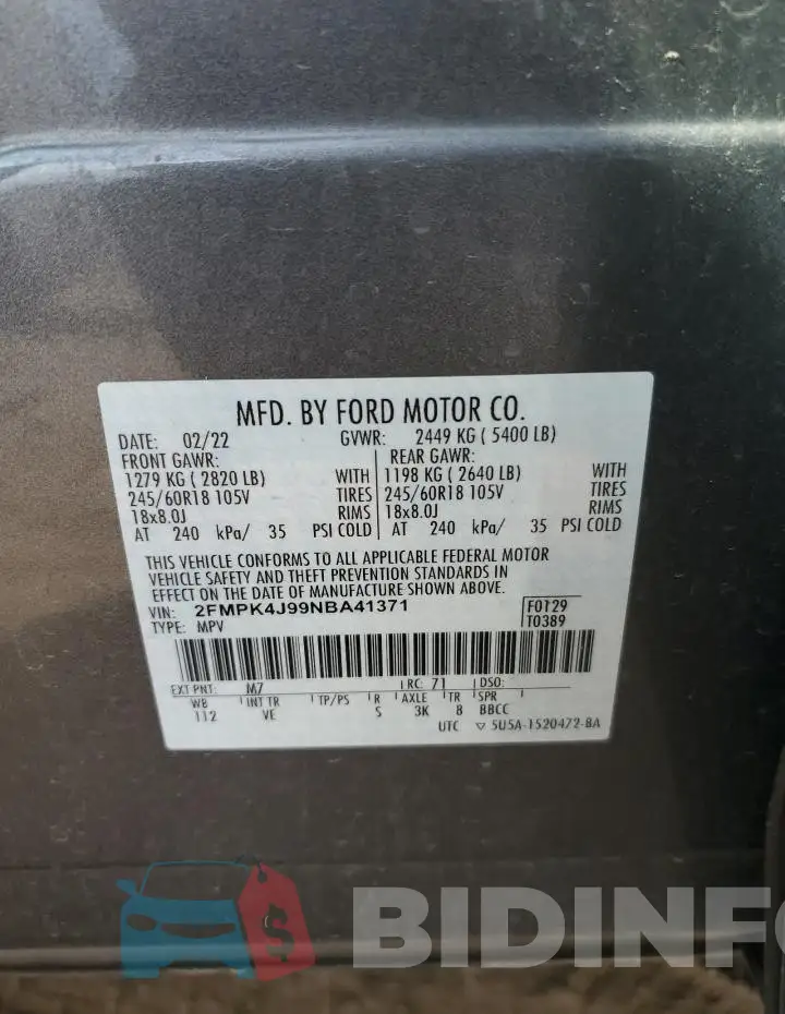 2FMPK4J99NBA41371 Photo# 13