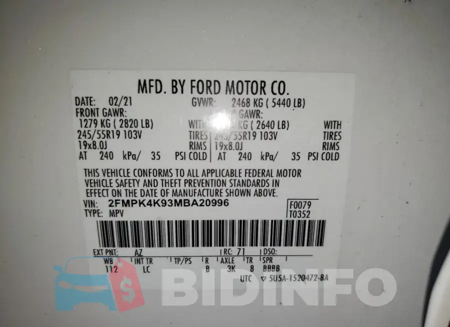 2FMPK4K93MBA20996 Photo# 13