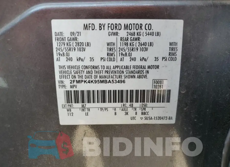2FMPK4K95MBA53496 Photo# 13