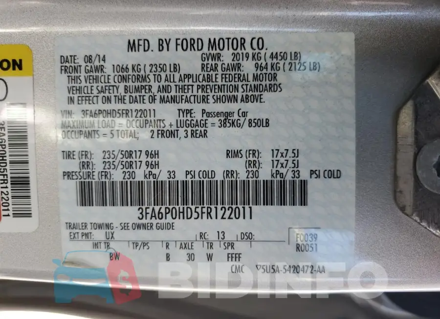3FA6P0HD5FR122011 Photo# 12
