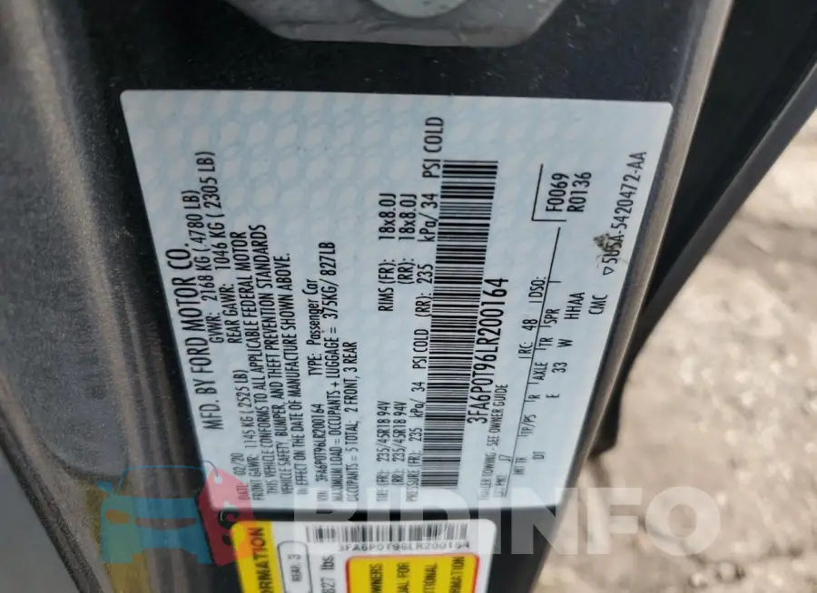3FA6P0T96LR200164 Photo# 12