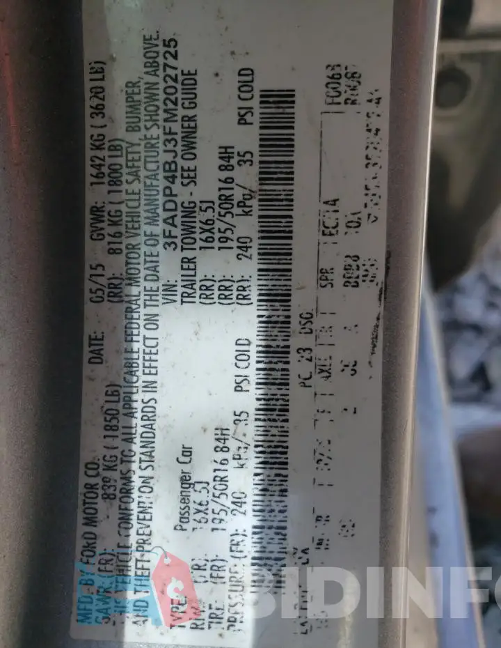 3FADP4BJ3FM202725 Photo# 12