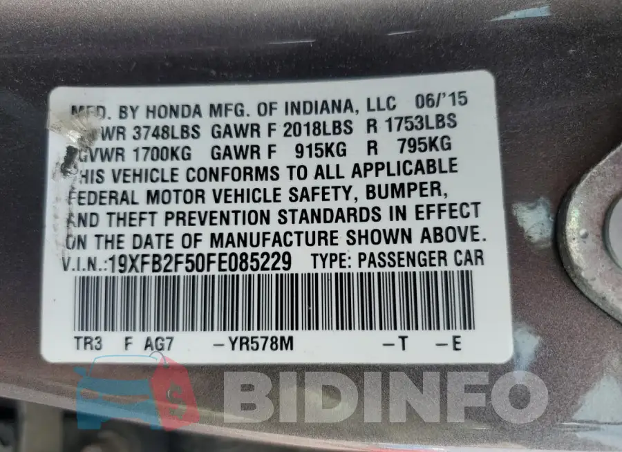 19XFB2F50FE085229 Photo# 12