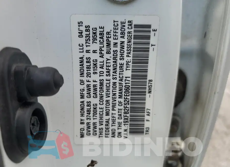 19XFB2F52FE060171 Photo# 12