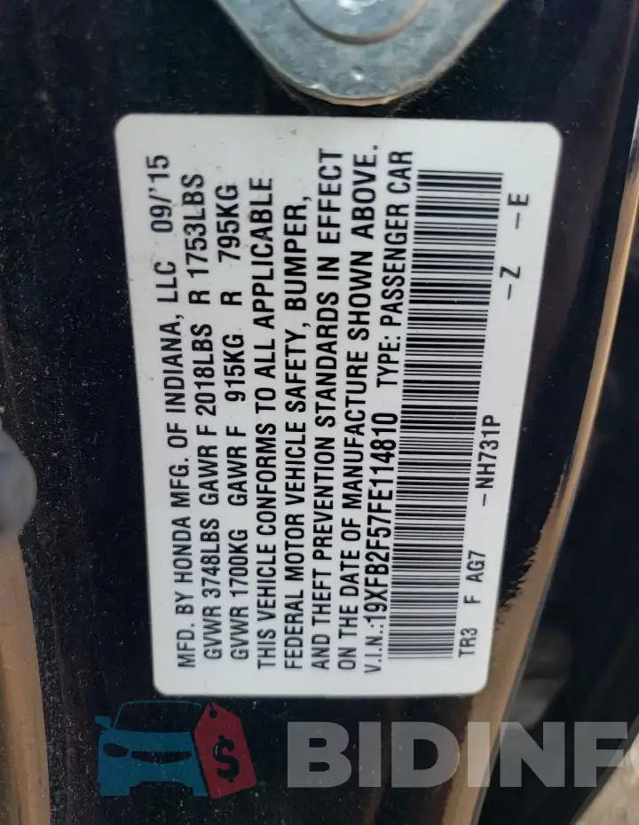 19XFB2F57FE114810 Photo# 13