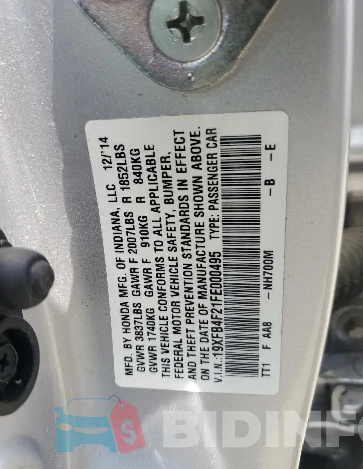 19XFB4F21FE000495 Photo# 12