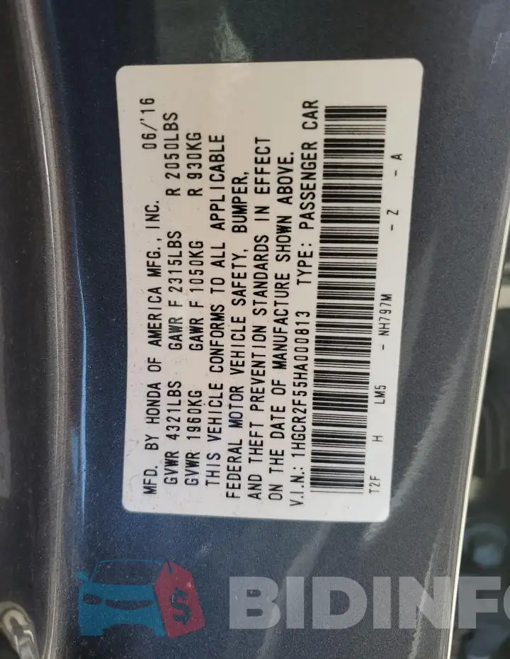 1HGCR2F55HA000813 Photo# 12