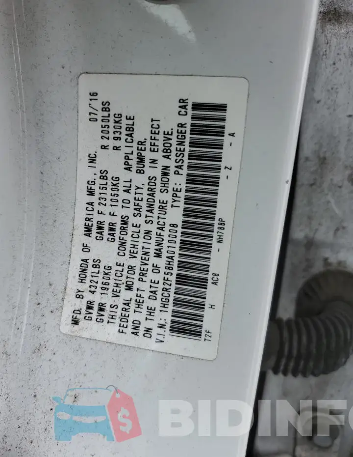 1HGCR2F58HA010008 Photo# 12